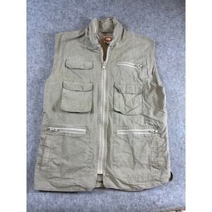 VINTAGE Banana Republic Men Vest Beige Safari Utility Hunting Photographer 80s L